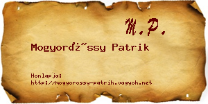 Mogyoróssy Patrik névjegykártya